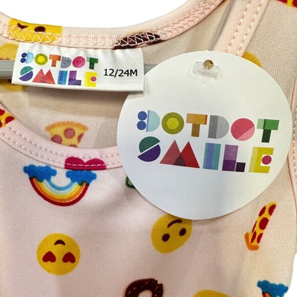 Dot Dot Smile Toddler Pink Emoji Print Rainbow Pizza Lips Heart Tank Dress 12/24 - Picture 4 of 5